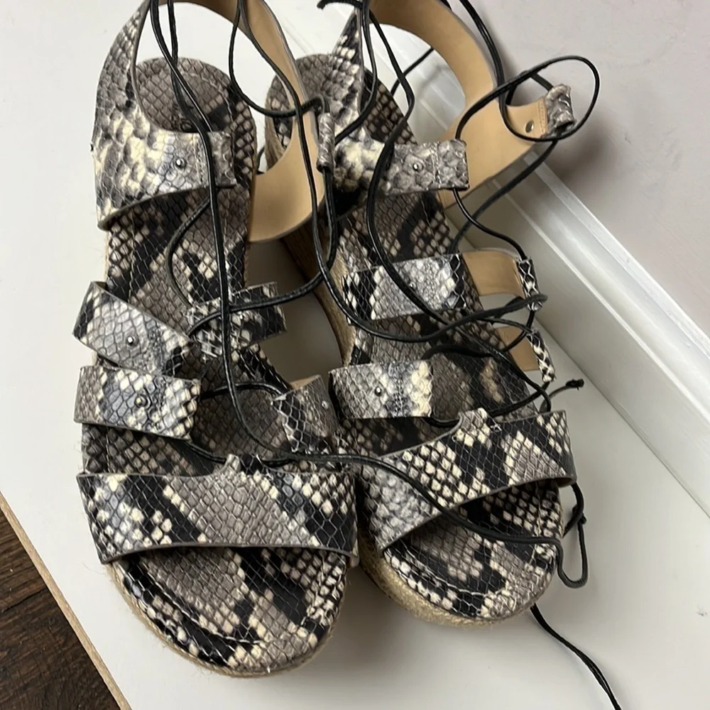 MICHAEL Michael Kors snakeskin printed leather gladiator espadrilles